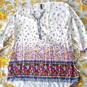 Soft Cotton Long Top with floral print